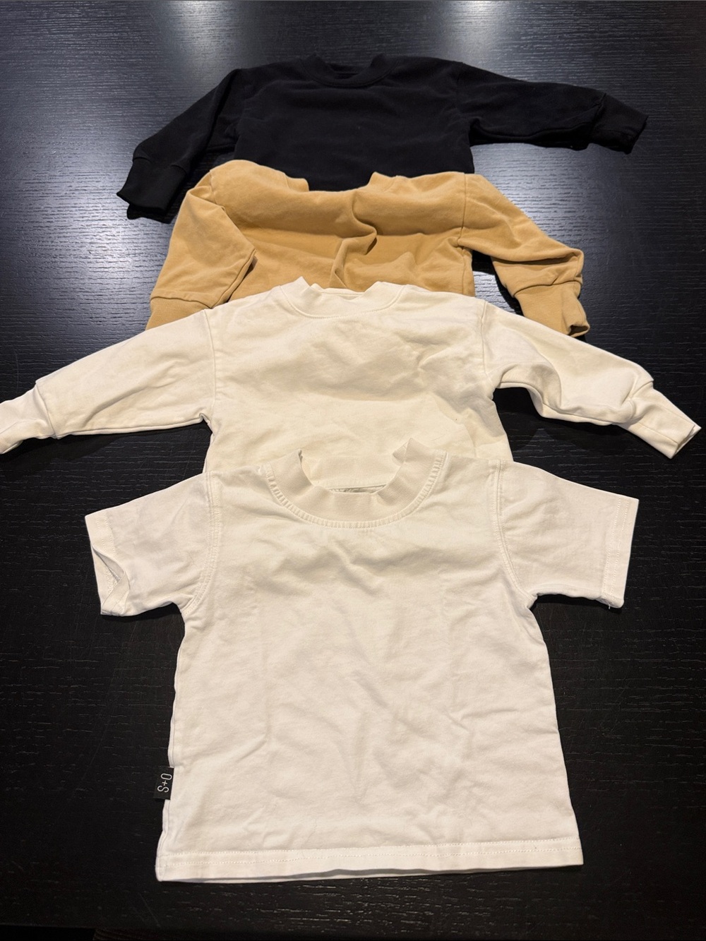 Scout Kids 4 Piece Tee & Long sleeve Set in Black, Tan, and Cream